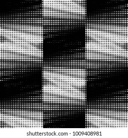 Spotted black and white grunge vector line background. Abstract halftone illustration background. Grunge grid polka dot background pattern
