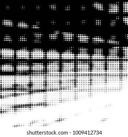 Spotted black and white grunge vector line background. Abstract halftone illustration background. Grunge grid polka dot background pattern
