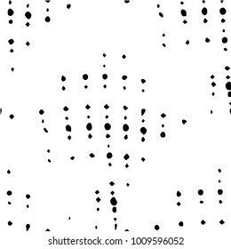 Spotted black and white grunge vector line background. Abstract halftone illustration background. Grunge grid polka dot background pattern
