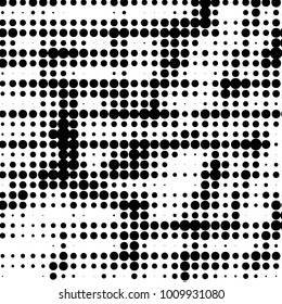 Spotted black and white grunge vector line background. Abstract halftone illustration background. Grunge grid polka dot background pattern
