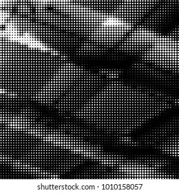 Spotted black and white grunge vector line background. Abstract halftone illustration background. Grunge grid polka dot background pattern
