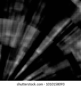 Spotted black and white grunge vector line background. Abstract halftone illustration background. Grunge grid polka dot background pattern
