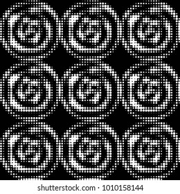 Spotted black and white grunge vector line background. Abstract halftone illustration background. Grunge grid polka dot background pattern
