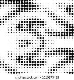 Spotted black and white grunge vector line background. Abstract halftone illustration background. Grunge grid polka dot background pattern
