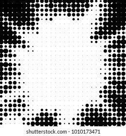 Spotted black and white grunge vector line background. Abstract halftone illustration background. Grunge grid polka dot background pattern

