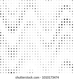 Spotted black and white grunge vector line background. Abstract halftone illustration background. Grunge grid polka dot background pattern
