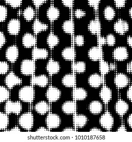 Spotted black and white grunge vector line background. Abstract halftone illustration background. Grunge grid polka dot background pattern
