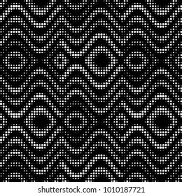 Spotted black and white grunge vector line background. Abstract halftone illustration background. Grunge grid polka dot background pattern
