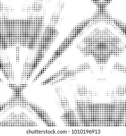 Spotted black and white grunge vector line background. Abstract halftone illustration background. Grunge grid polka dot background pattern
