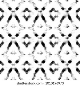 Spotted black and white grunge vector line background. Abstract halftone illustration background. Grunge grid polka dot background pattern
