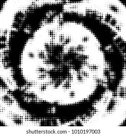 Spotted black and white grunge vector line background. Abstract halftone illustration background. Grunge grid polka dot background pattern

