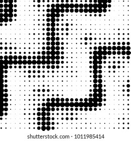 Spotted black and white grunge vector line background. Abstract halftone illustration background. Grunge grid polka dot background pattern
