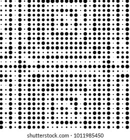Spotted black and white grunge vector line background. Abstract halftone illustration background. Grunge grid polka dot background pattern
