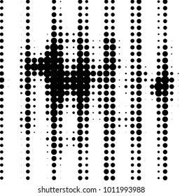 Spotted black and white grunge vector line background. Abstract halftone illustration background. Grunge grid polka dot background pattern

