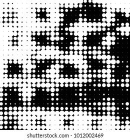 Spotted black and white grunge vector line background. Abstract halftone illustration background. Grunge grid polka dot background pattern
