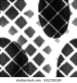 Spotted black and white grunge vector line background. Abstract halftone illustration background. Grunge grid polka dot background pattern
