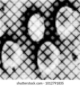 Spotted black and white grunge vector line background. Abstract halftone illustration background. Grunge grid polka dot background pattern
