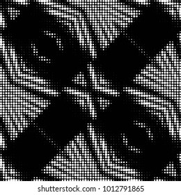 Spotted black and white grunge vector line background. Abstract halftone illustration background. Grunge grid polka dot background pattern
