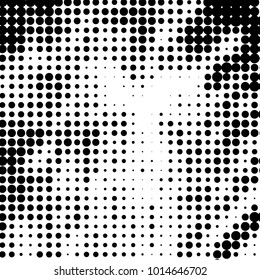 Spotted black and white grunge vector line background. Abstract halftone illustration background. Grunge grid polka dot background pattern
