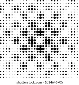 Spotted black and white grunge vector line background. Abstract halftone illustration background. Grunge grid polka dot background pattern
