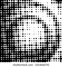 Spotted black and white grunge vector line background. Abstract halftone illustration background. Grunge grid polka dot background pattern
