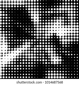 Spotted black and white grunge vector line background. Abstract halftone illustration background. Grunge grid polka dot background pattern
