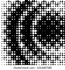Spotted black and white grunge vector line background. Abstract halftone illustration background. Grunge grid polka dot background pattern
