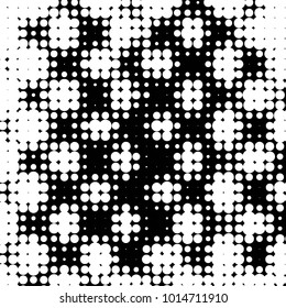 Spotted black and white grunge vector line background. Abstract halftone illustration background. Grunge grid polka dot background pattern
