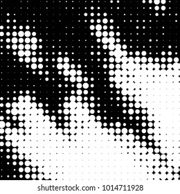 Spotted black and white grunge vector line background. Abstract halftone illustration background. Grunge grid polka dot background pattern
