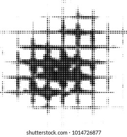 Spotted black and white grunge vector line background. Abstract halftone illustration background. Grunge grid polka dot background pattern
