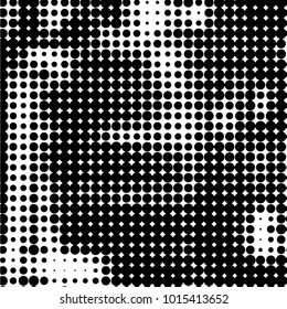 Spotted black and white grunge vector line background. Abstract halftone illustration background. Grunge grid polka dot background pattern
