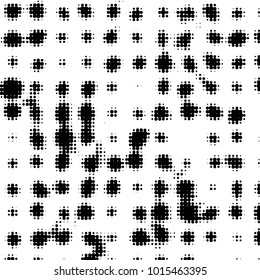 Spotted black and white grunge vector line background. Abstract halftone illustration background. Grunge grid polka dot background pattern
