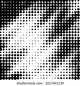 Spotted black and white grunge vector line background. Abstract halftone illustration background. Grunge grid polka dot background pattern
