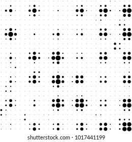 Spotted black and white grunge vector line background. Abstract halftone illustration background. Grunge grid polka dot background pattern
