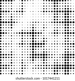 Spotted black and white grunge vector line background. Abstract halftone illustration background. Grunge grid polka dot background pattern
