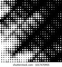 Spotted black and white grunge vector line background. Abstract halftone illustration background. Grunge grid polka dot background pattern
