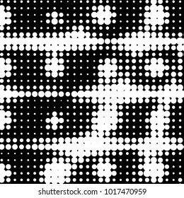 Spotted black and white grunge vector line background. Abstract halftone illustration background. Grunge grid polka dot background pattern
