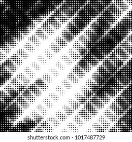 Spotted black and white grunge vector line background. Abstract halftone illustration background. Grunge grid polka dot background pattern
