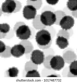 Spotted black and white grunge vector line background. Abstract halftone illustration background. Grunge grid polka dot background pattern
