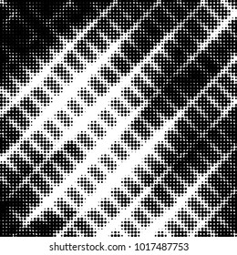 Spotted black and white grunge vector line background. Abstract halftone illustration background. Grunge grid polka dot background pattern
