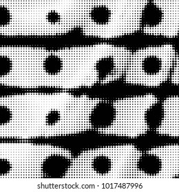 Spotted black and white grunge vector line background. Abstract halftone illustration background. Grunge grid polka dot background pattern

