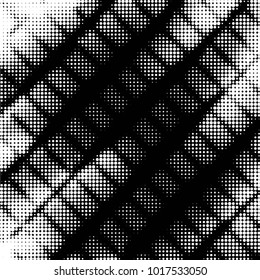 Spotted black and white grunge vector line background. Abstract halftone illustration background. Grunge grid polka dot background pattern
