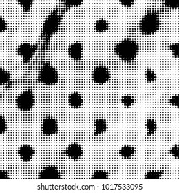 Spotted black and white grunge vector line background. Abstract halftone illustration background. Grunge grid polka dot background pattern
