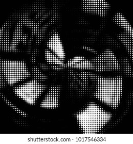 Spotted black and white grunge vector line background. Abstract halftone illustration background. Grunge grid polka dot background pattern
