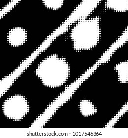 Spotted black and white grunge vector line background. Abstract halftone illustration background. Grunge grid polka dot background pattern
