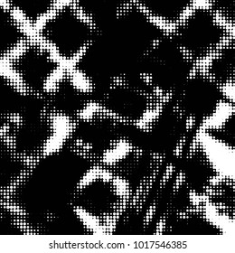 Spotted black and white grunge vector line background. Abstract halftone illustration background. Grunge grid polka dot background pattern
