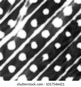 Spotted black and white grunge vector line background. Abstract halftone illustration background. Grunge grid polka dot background pattern
