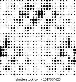 Spotted black and white grunge vector line background. Abstract halftone illustration background. Grunge grid polka dot background pattern
