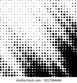 Spotted black and white grunge vector line background. Abstract halftone illustration background. Grunge grid polka dot background pattern
