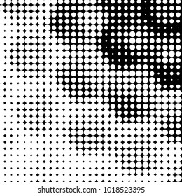 Spotted black and white grunge vector line background. Abstract halftone illustration background. Grunge grid polka dot background pattern
